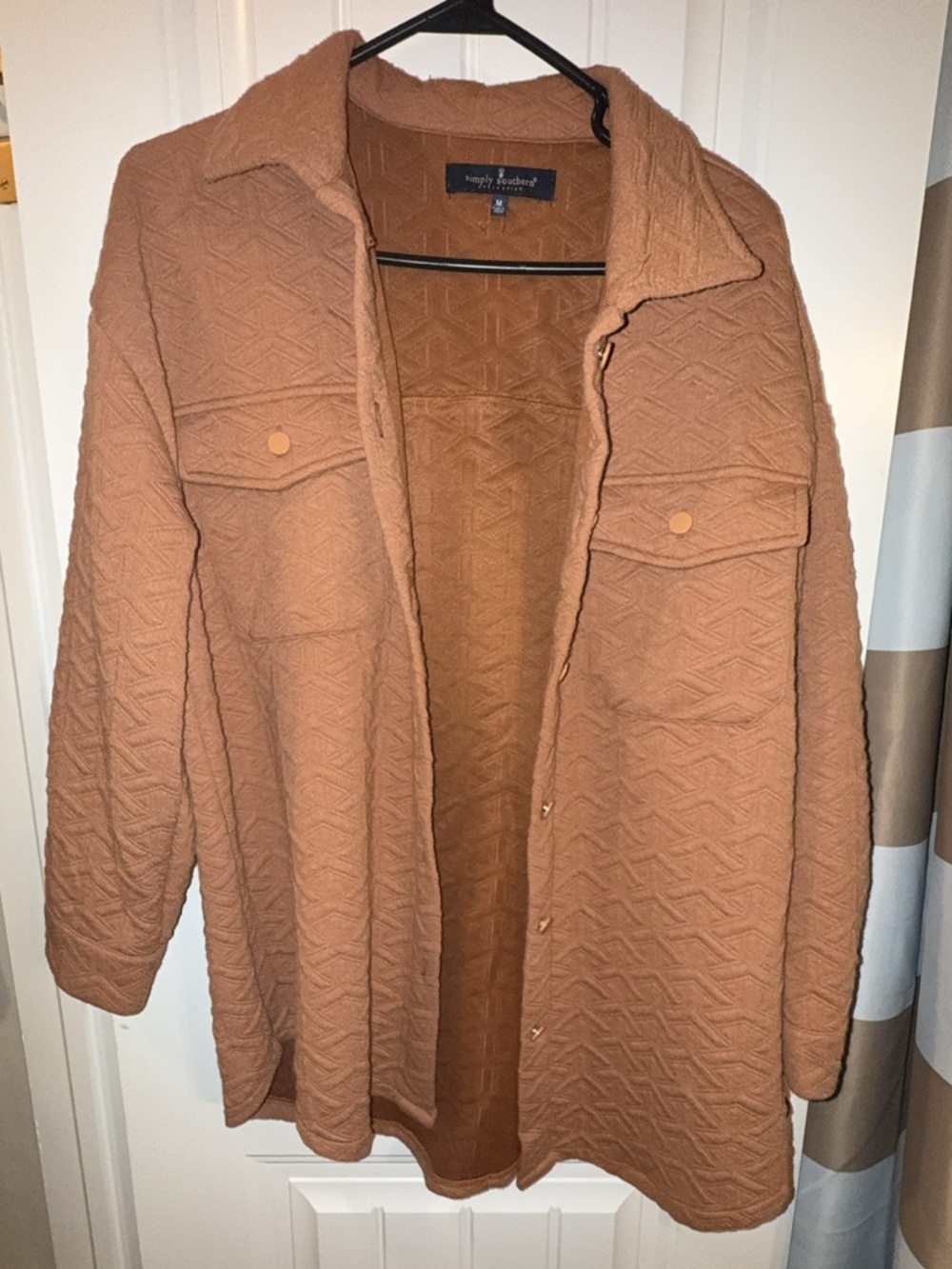 Simply Southern Quilted Shacket in Camel Brown